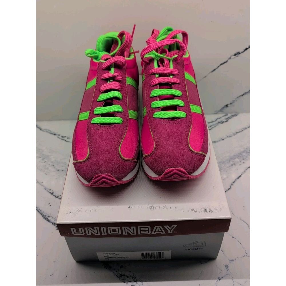 UnionBay Women's Satelite Bright Pink Green Sneakers Shoes Size 8M